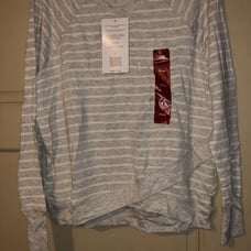 Gray white Stripe Sweatshirt XL 74 18/20 16/18 Extra Large Long Sleeves New