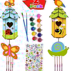 TISTON 2 Pack Build and Paint Birdhouse Kits, DIY Bird House Wind Chime Kit