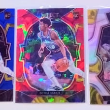 Ochai Agbaji Rookie Cards 2022-23 Panini Select Red Ice Prizm+Premier Gold Prizm