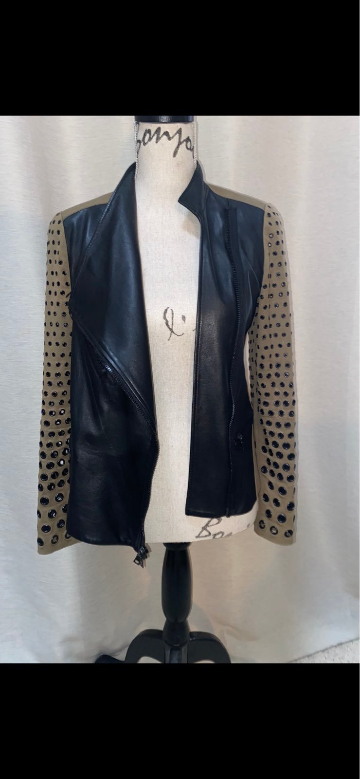 Robert Rodriguez Leather grommet Jacket