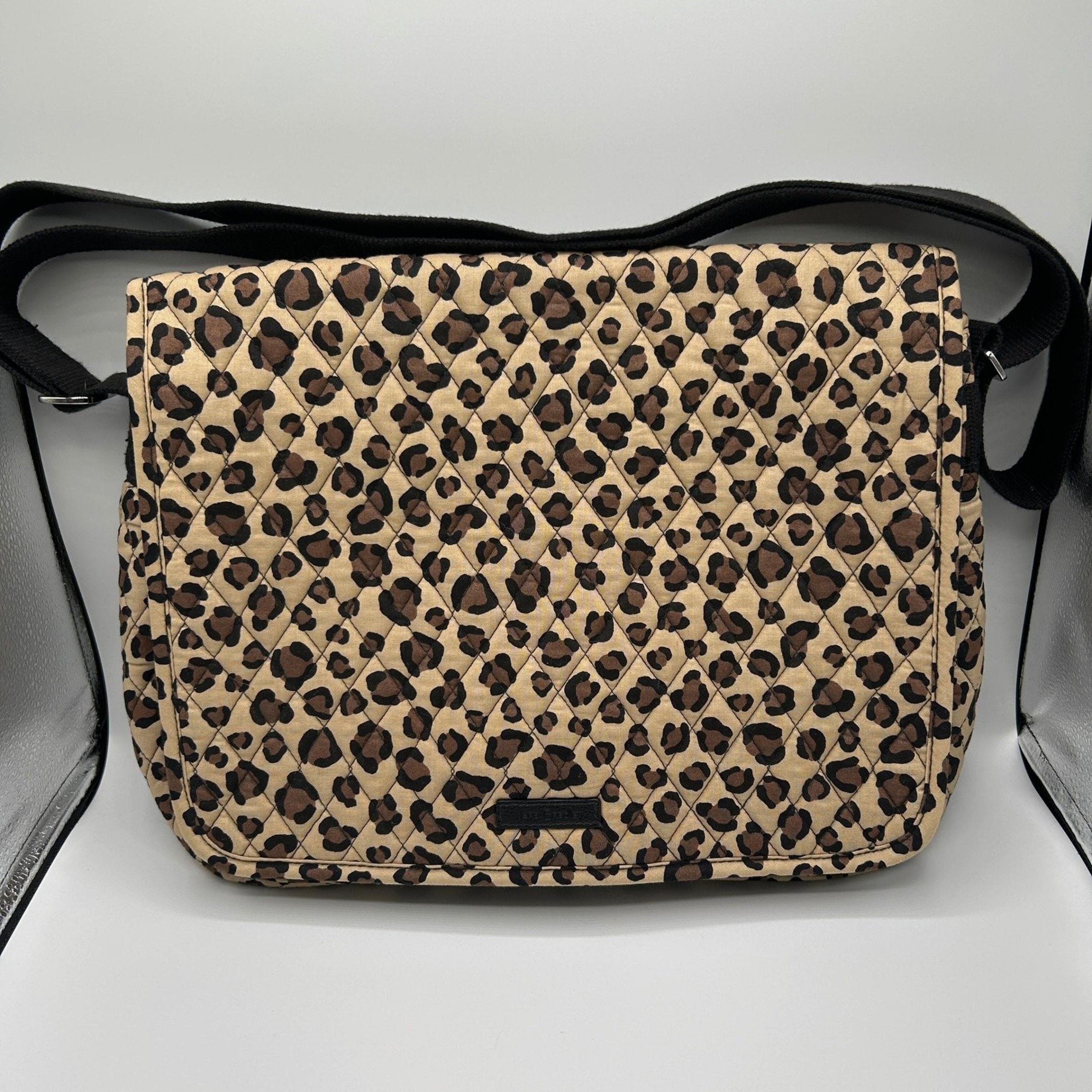 Vera Bradley Messenger Bag Leopard Print Quilted Crossbody Laptop Bag NWOT