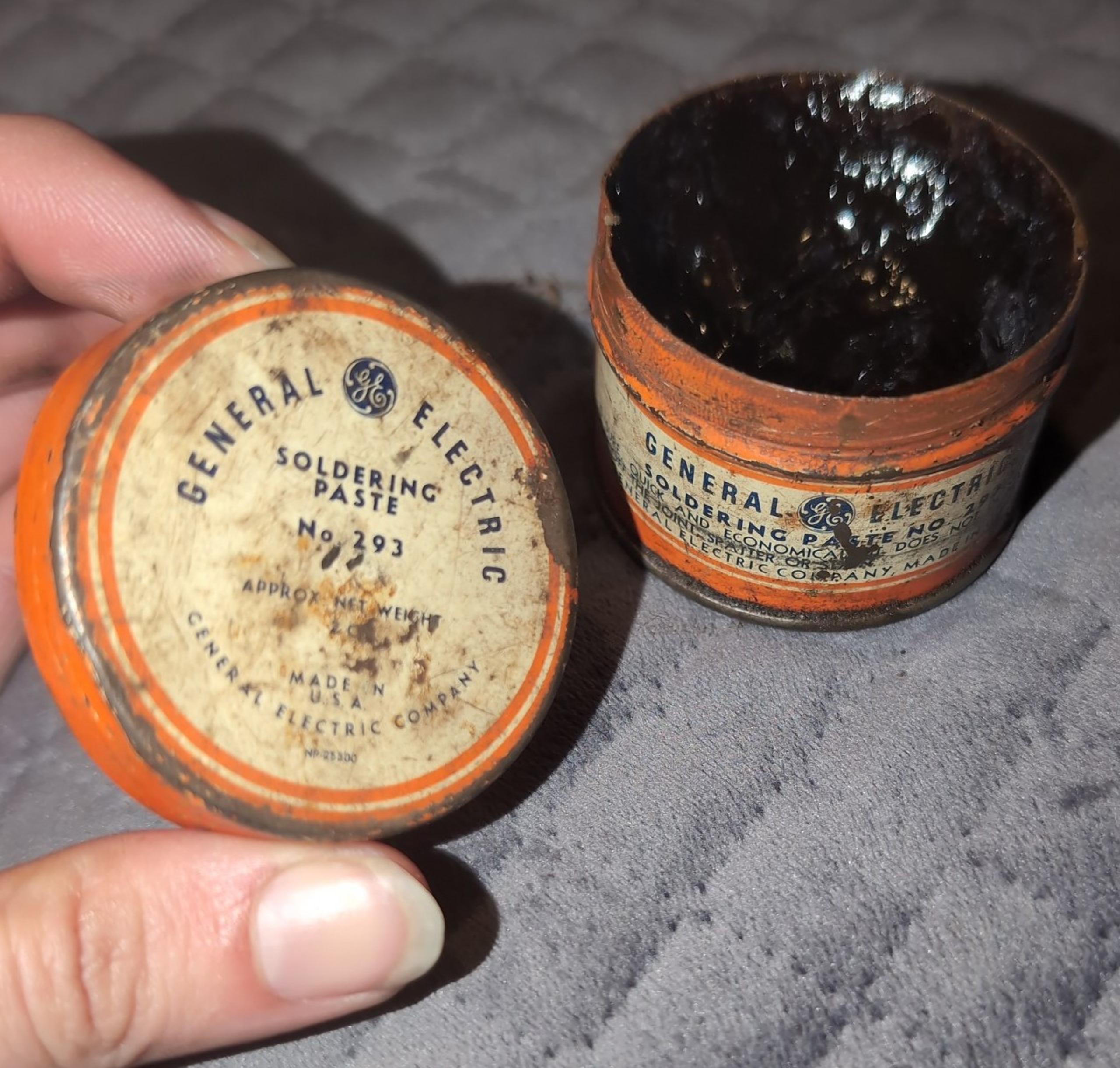 1940's General Electric GE Soldering Paste No. 293 Flux Can FULL