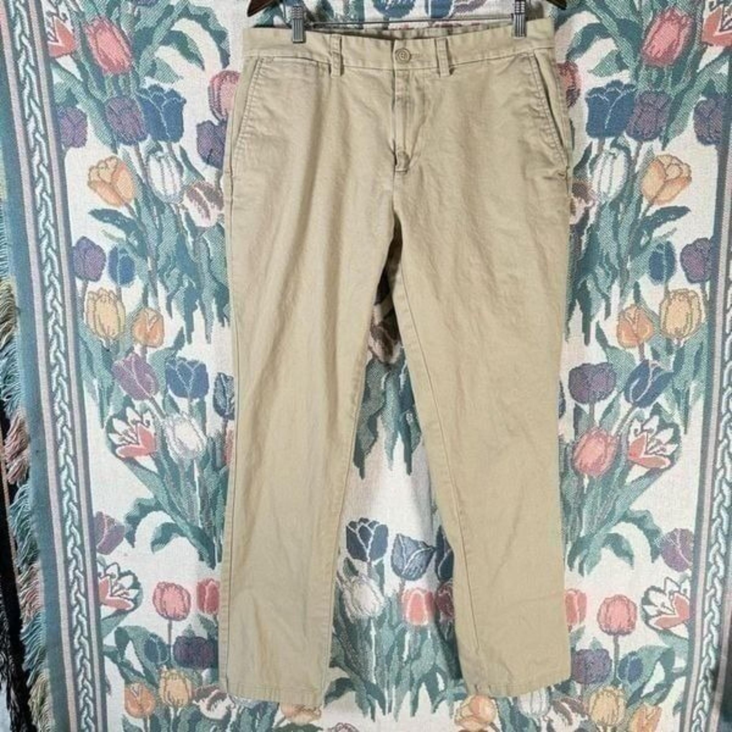 Old Navy Men's Ultimate Slim Flat Front Pants Tan Color Size 35 x 30.5
