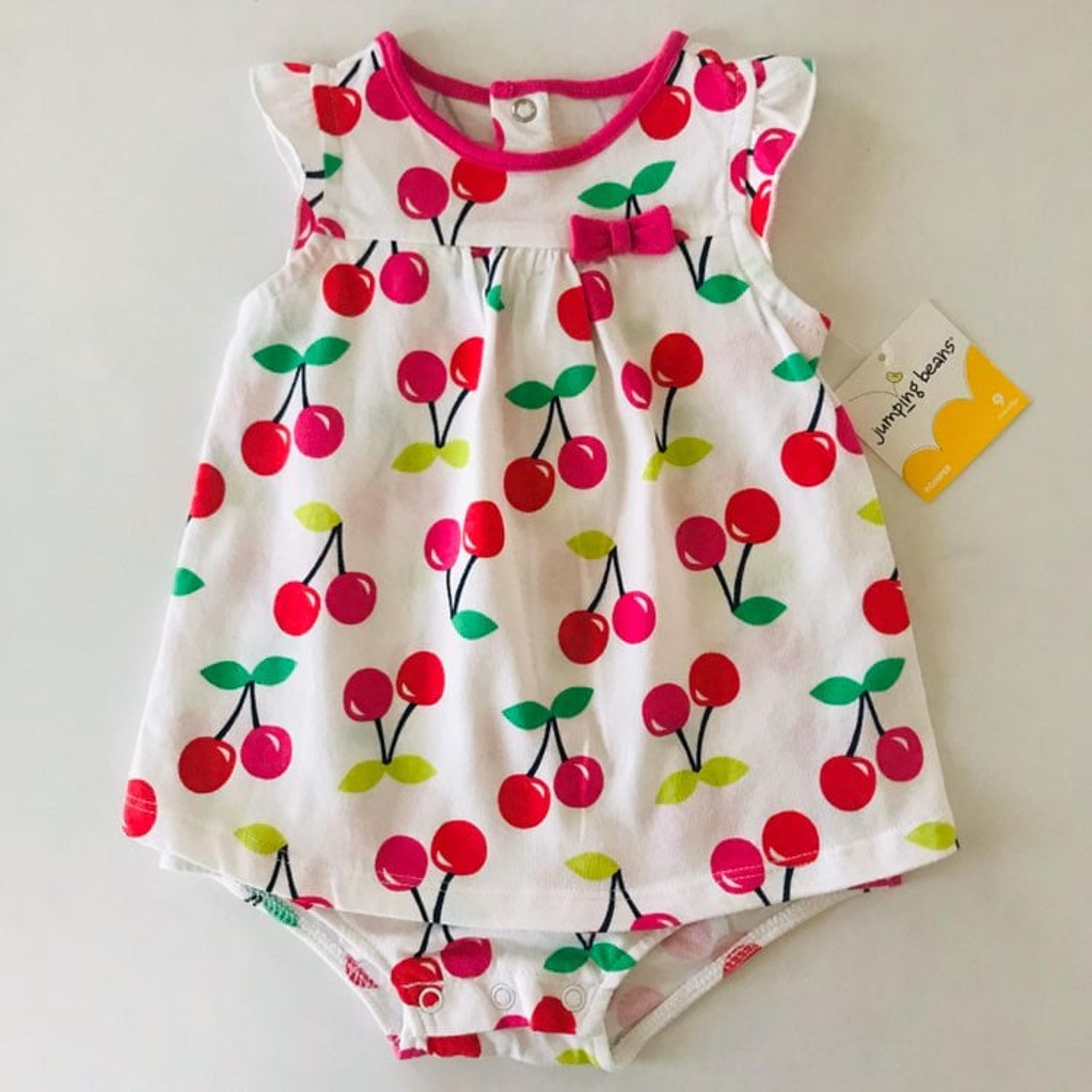 Baby Girl 9 Months Cherry Print Sunsuit Bodysuit