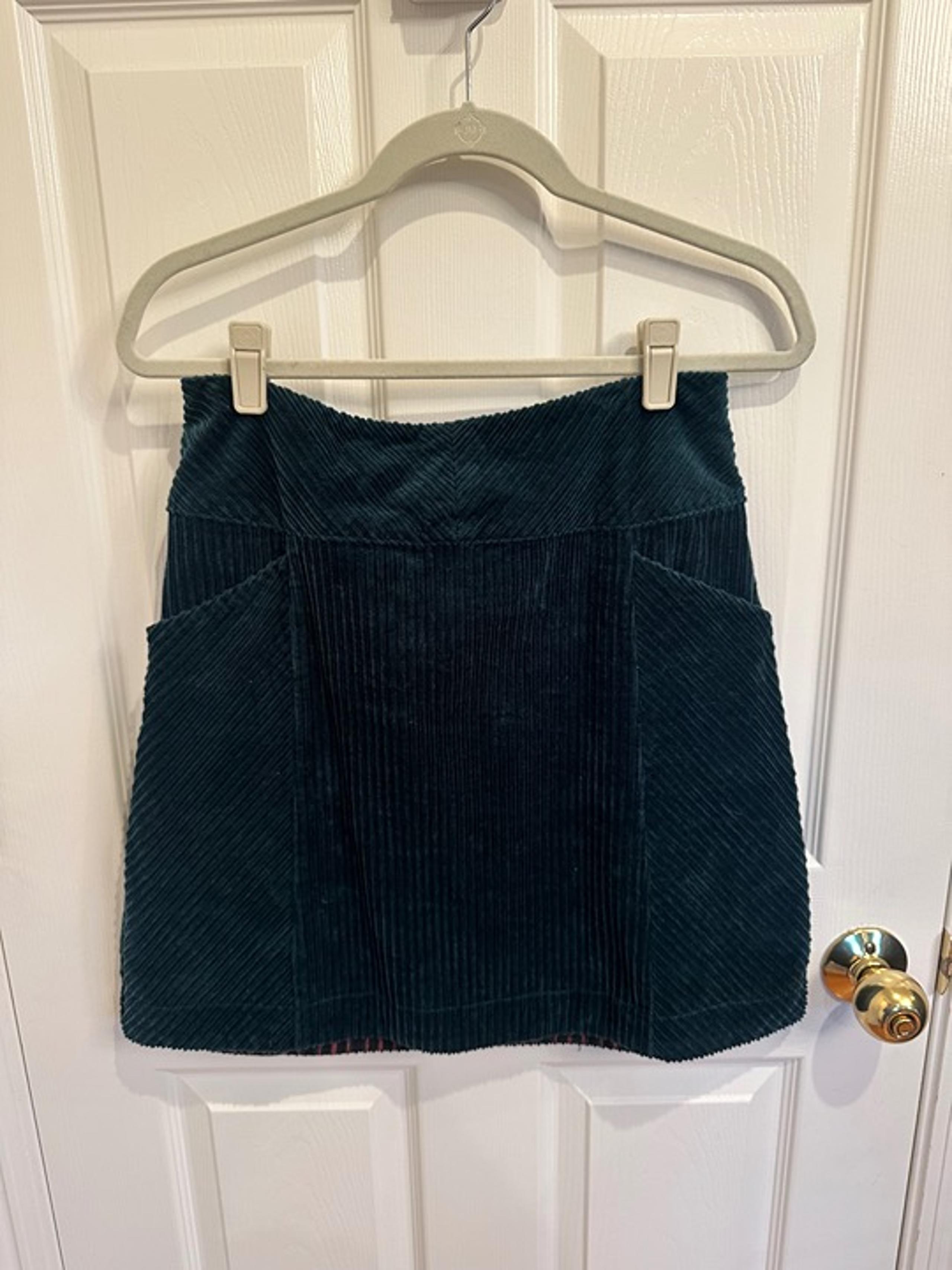 Maeve by Anthropologie Green Velvet A-Line Skirt