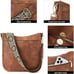 Womens Brown Crossbody Bag Vegan Leather Handbag Wide Shoulder Strap NEW