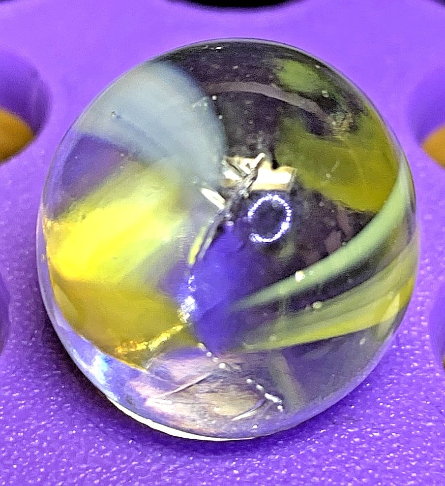 XHTF VINTAGE GERMAN BEACH BALL SPARKLER CLEAR GLASS SHOOTER MARBLES .79" 10B/70