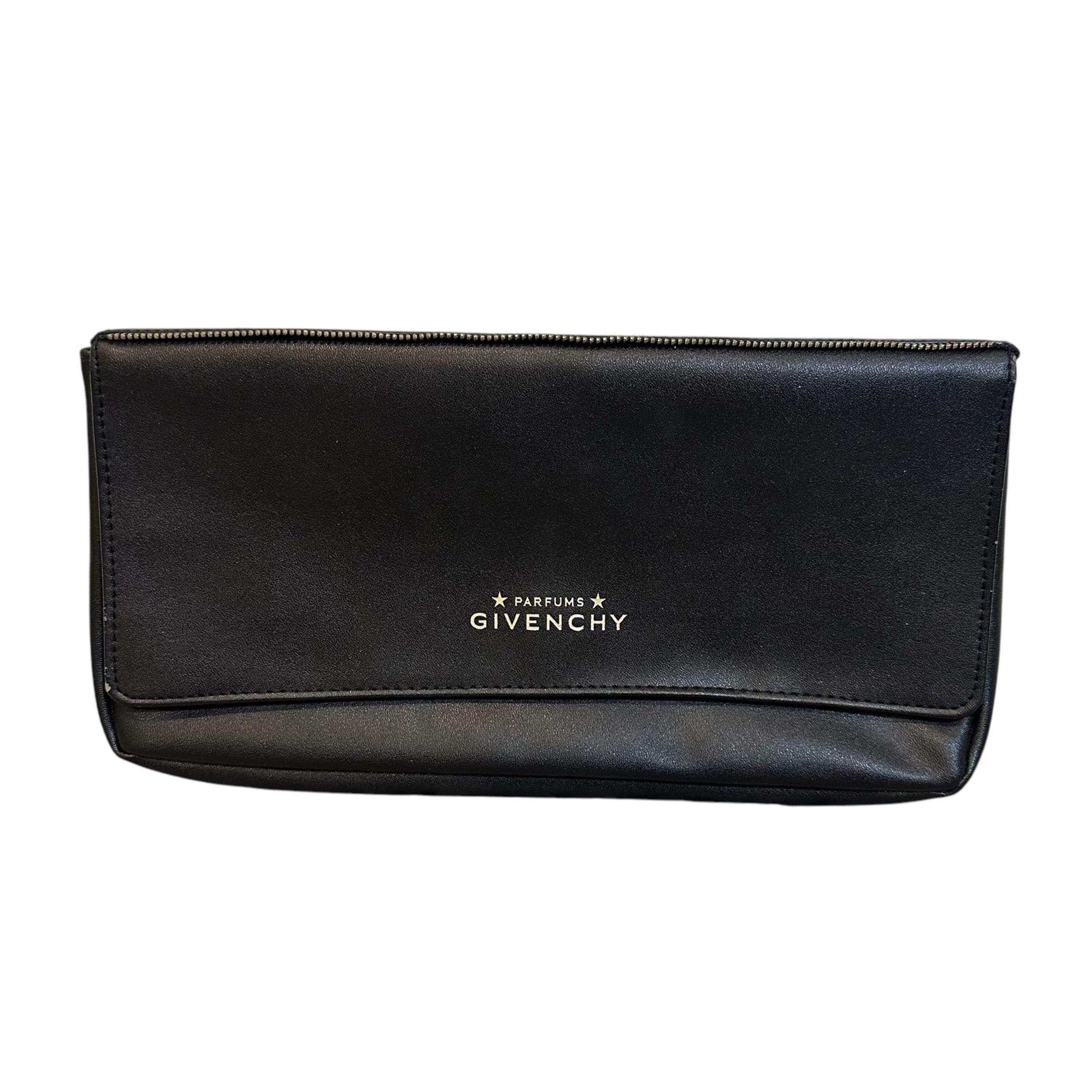 Givenchy Parfums Envelope Style Clutch Makeup Bag Faux Leather Black