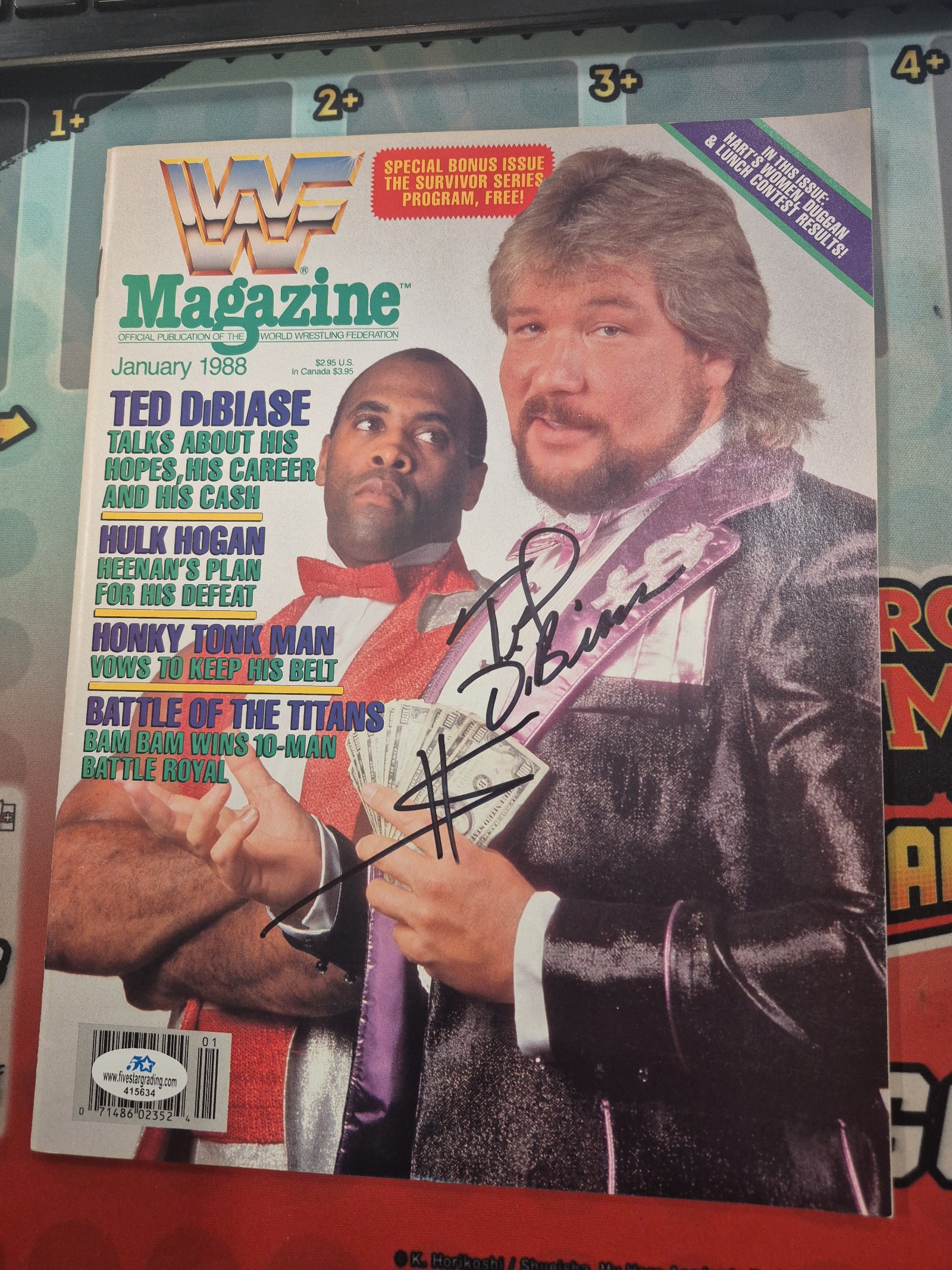 Ted DiBiase Autographed WWF Magazine January 1988