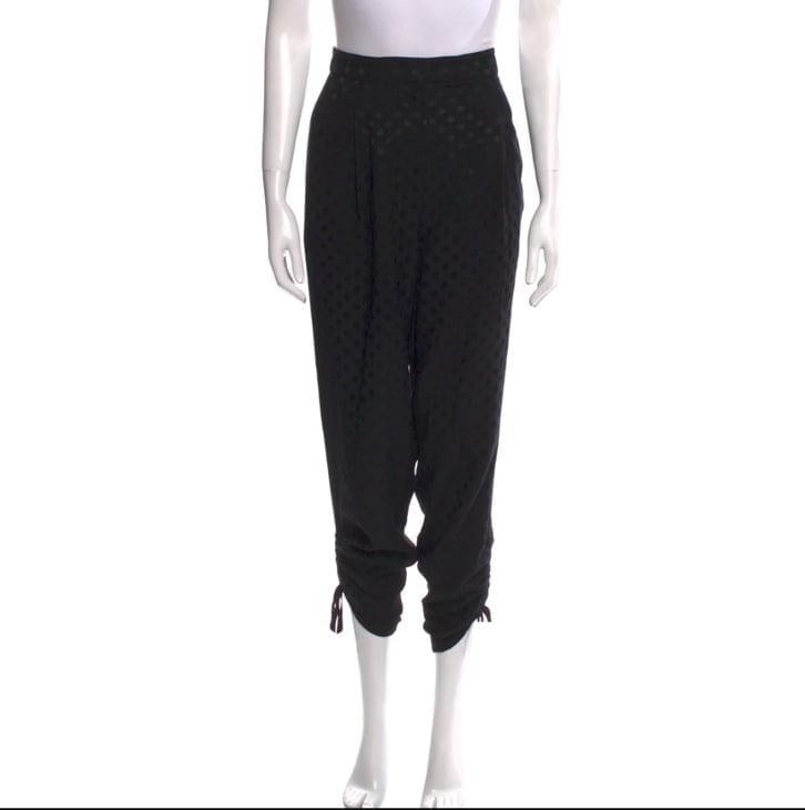 Tibi Womens Polka Dot Pants Viscose Ruched Ankles Size 2
