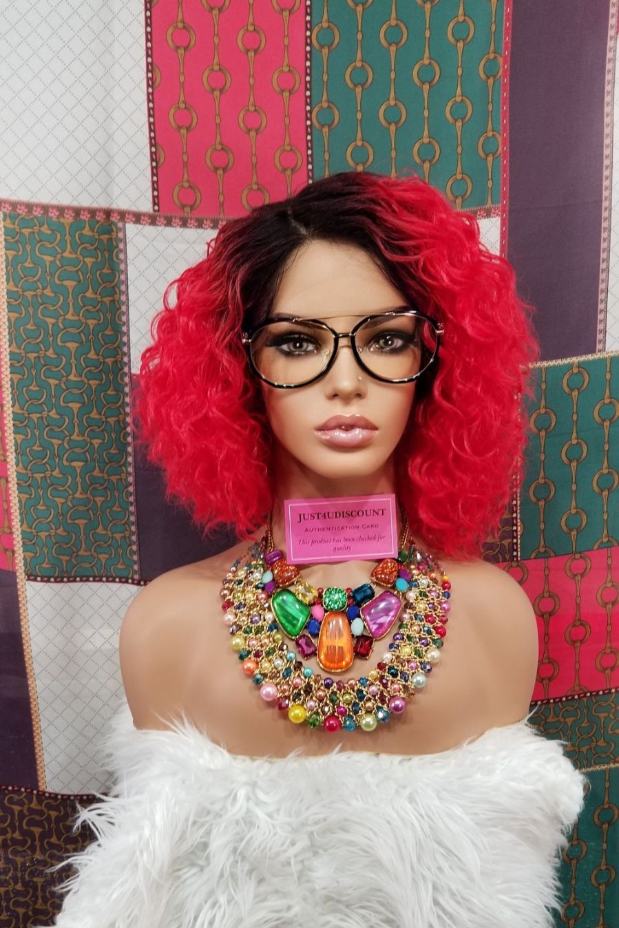 Sexy Red black root curly lace front wi