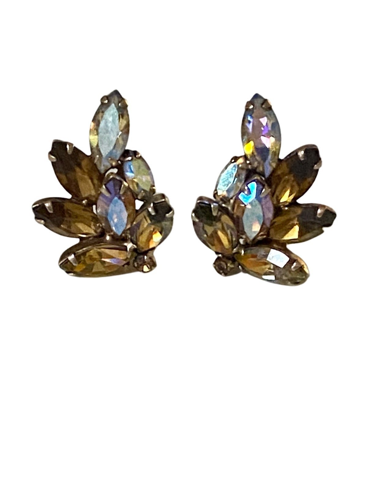 Vintage Albert Weiss Rhinestone AB Earrings