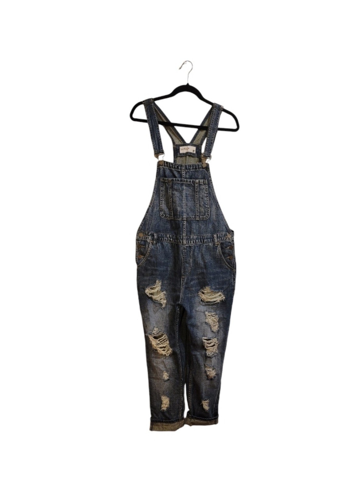 Pistola Dark Wash Denim Distressed Boyfriend Oversized Overalls Size M