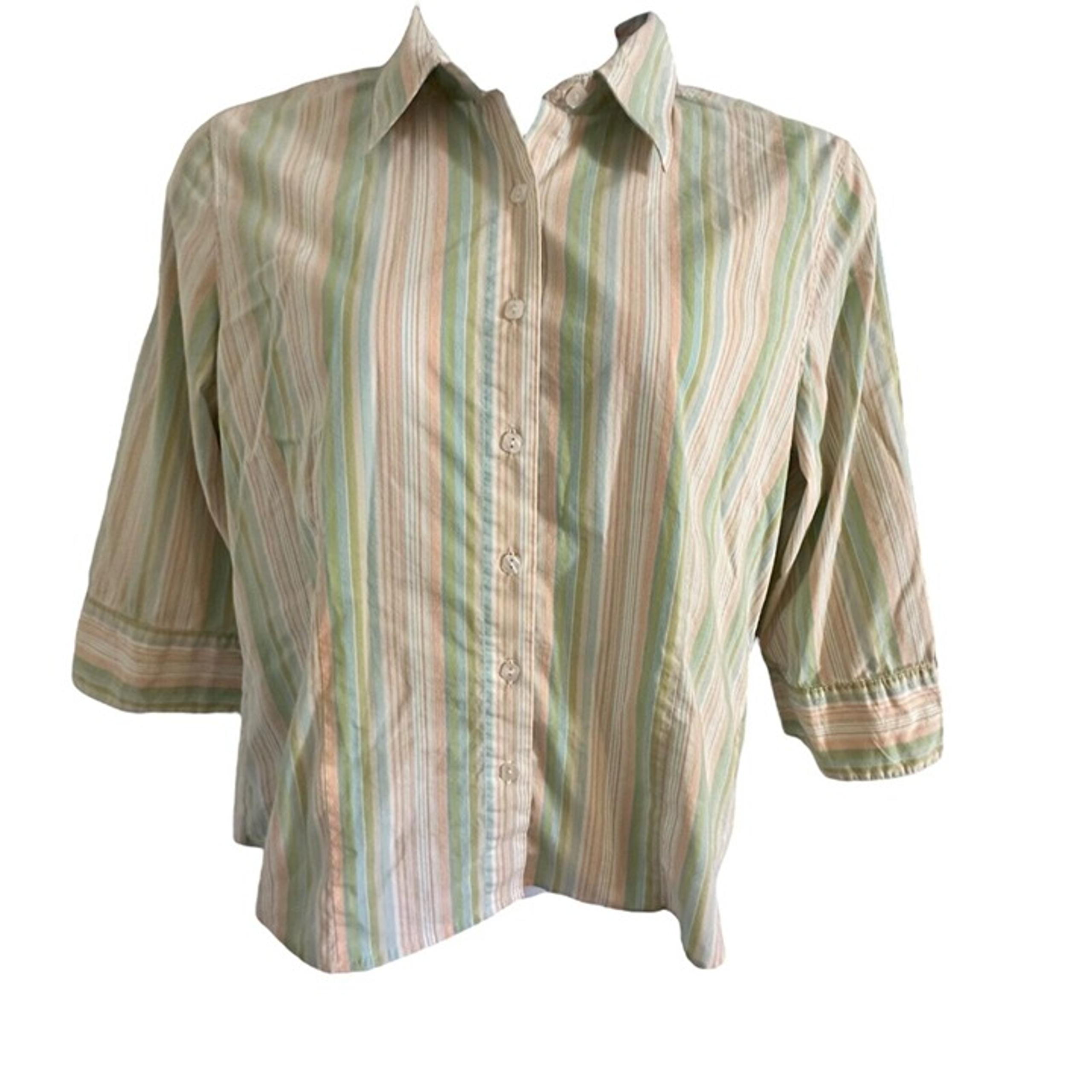 Christopher Banks women's button up shirt pastel striped size xl