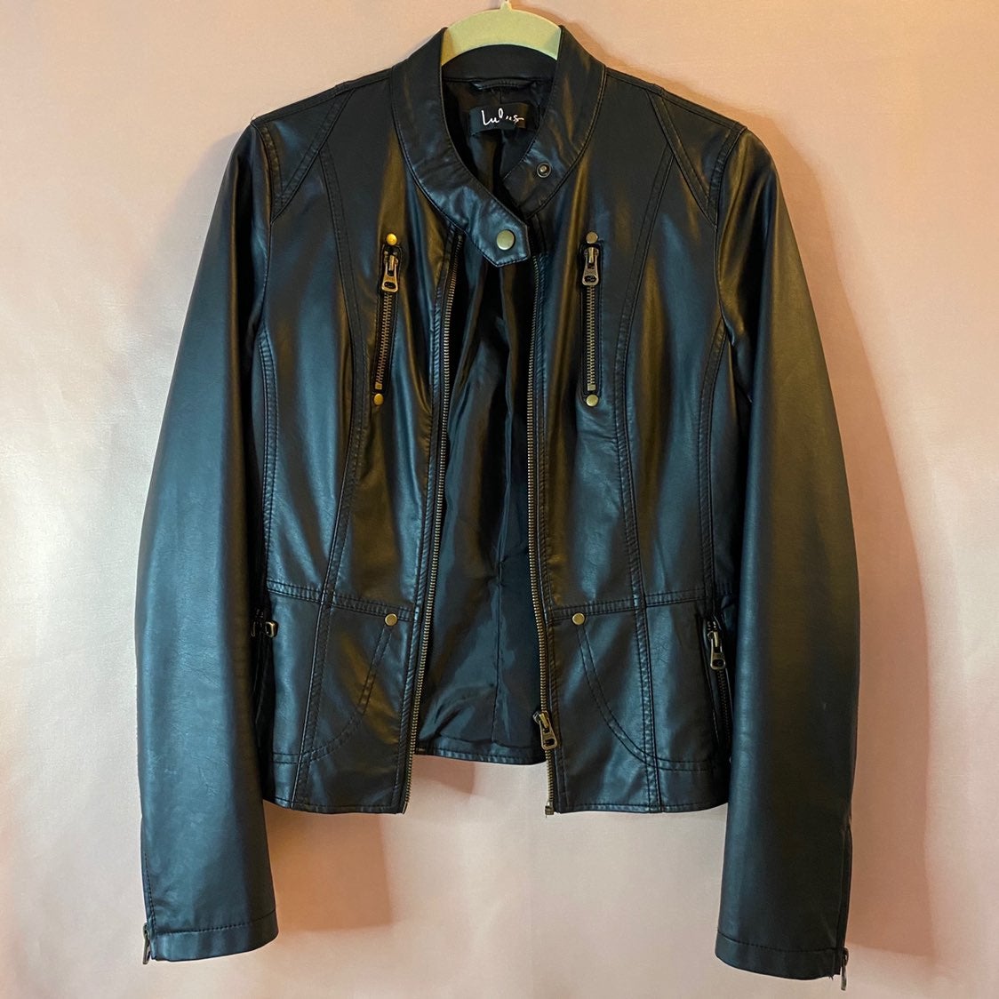 Lulus vegan leather jacket black