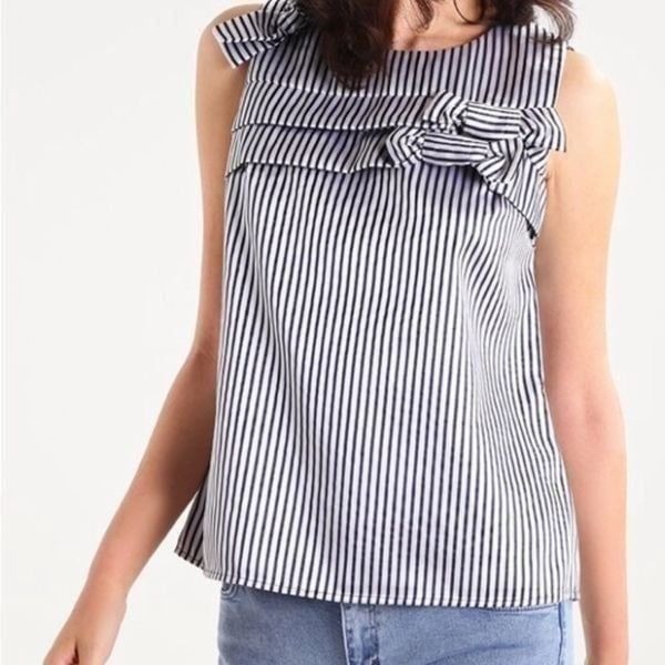 Banana Republic Triple Bow Striped Sleeveless Top