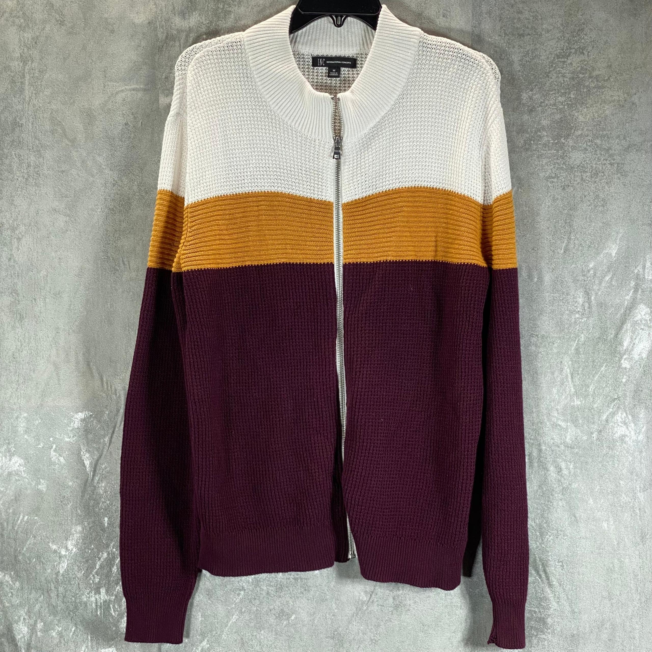 Men's Port Colorblocked Cotton Full-Zip Sweater SZ M - INC International Concepts