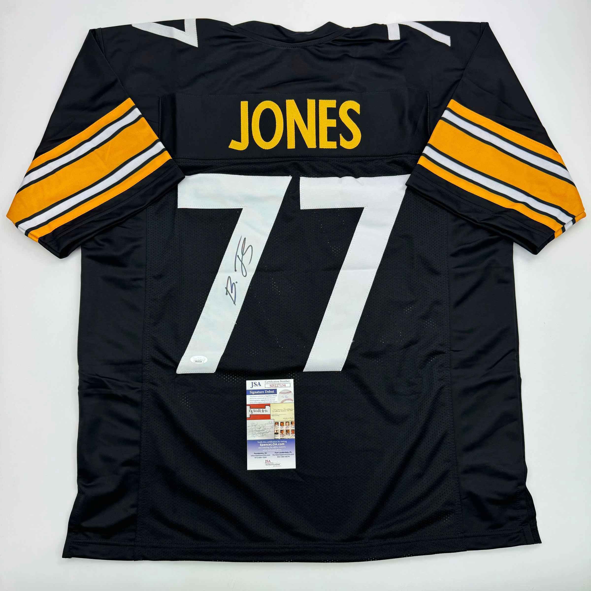 Autographed/Signed Broderick Jones Pittsburgh Black Jersey JSA COA