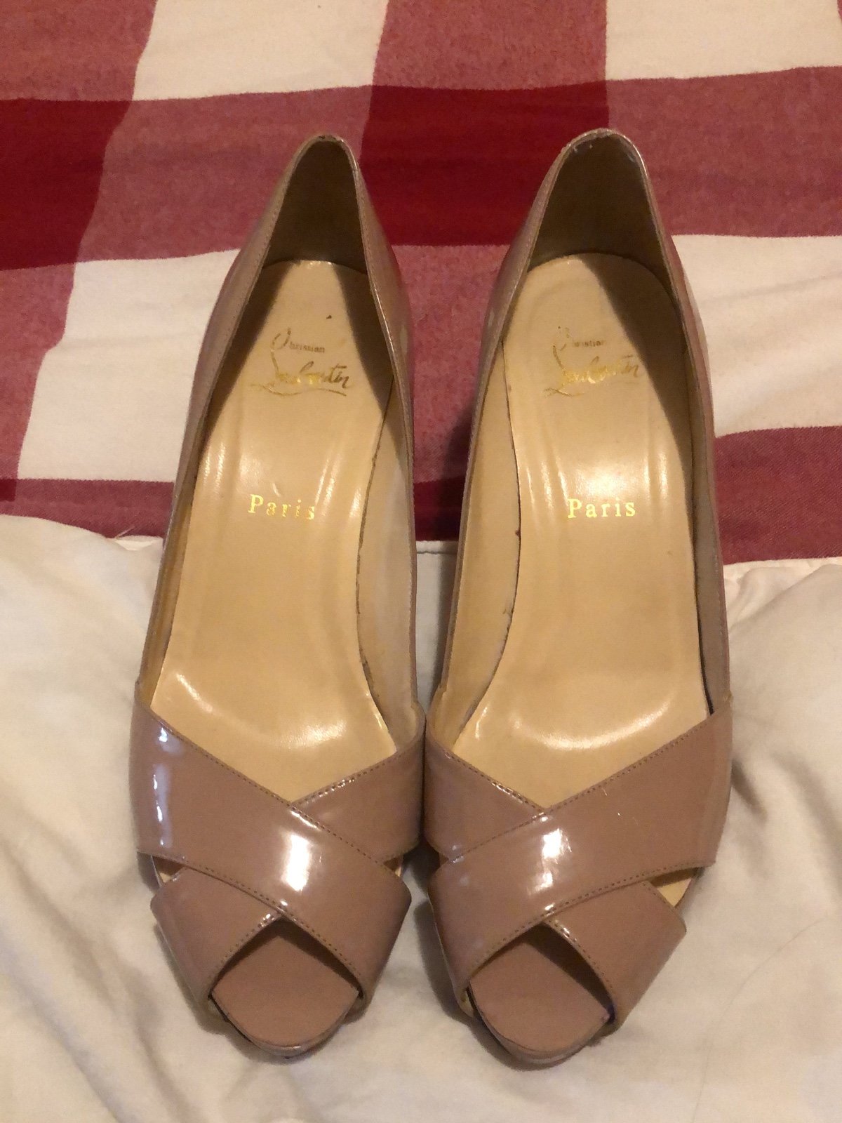 Christian Louboutin Nude Open Toe Heels