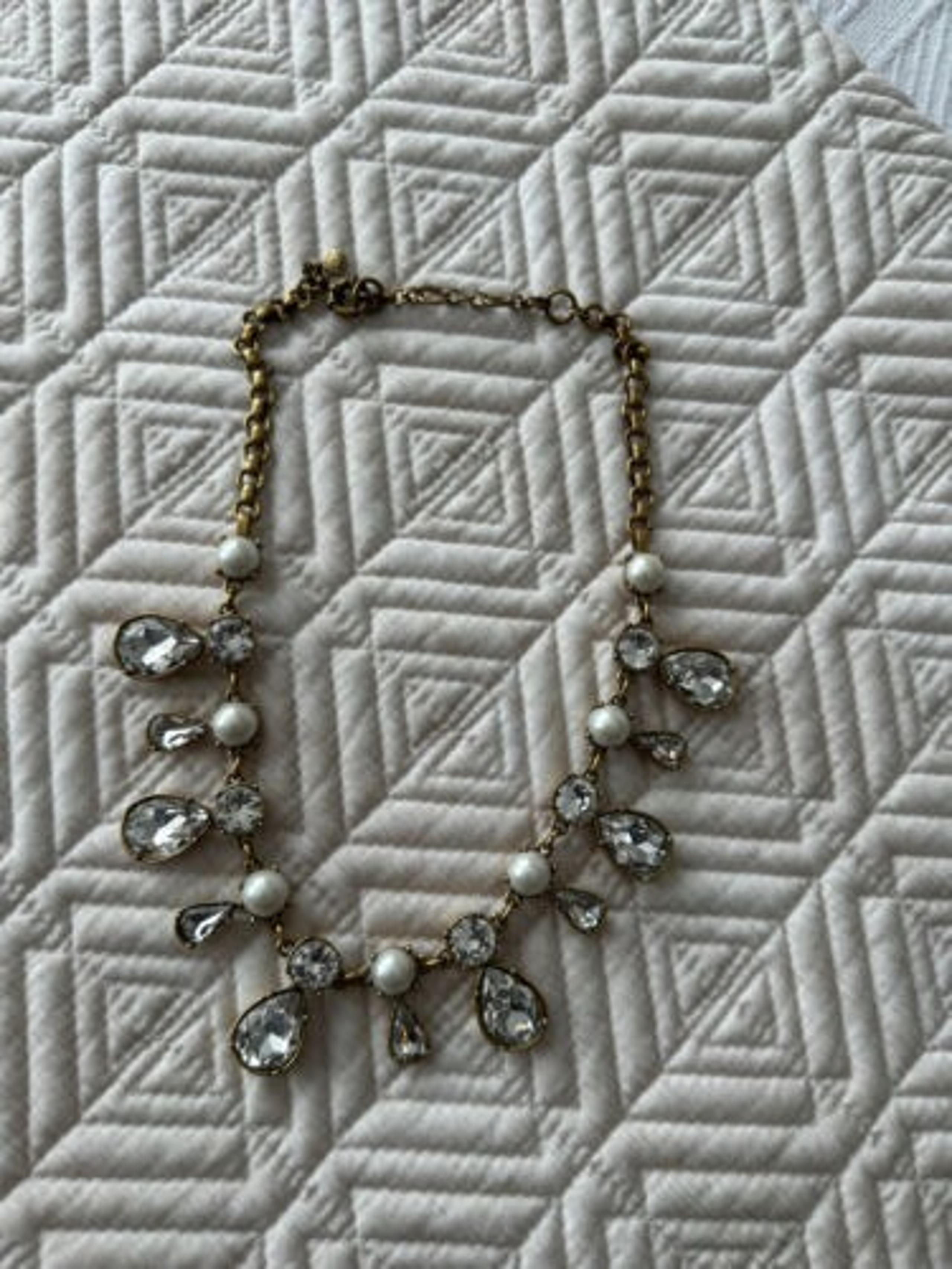 J.Crew Women’s Diamond Rhinestone And Pearl Statement Necklace In Gold Tone