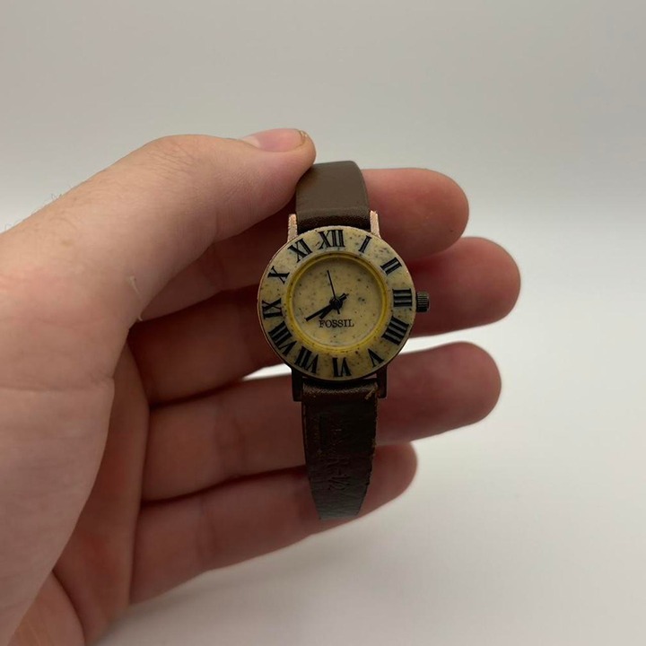 Vintage Rare Stone and Copper Face Fossil Watch
