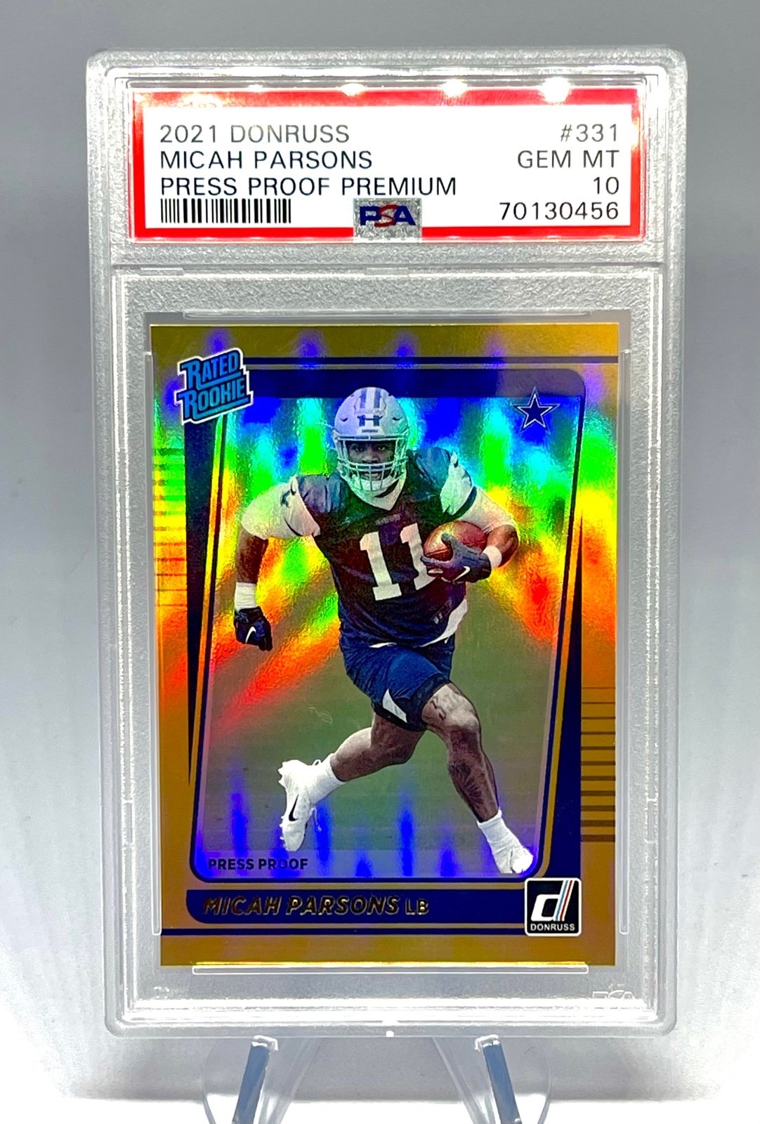 2021 Donruss Premium Gold Press Proof Micah Parsons PSA 10 Gem Mt Rookie RC #331