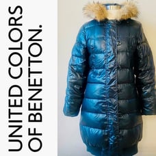BENETTON Frost Research Dept. Down & Feather Long Black Pufffer Jacket - Large