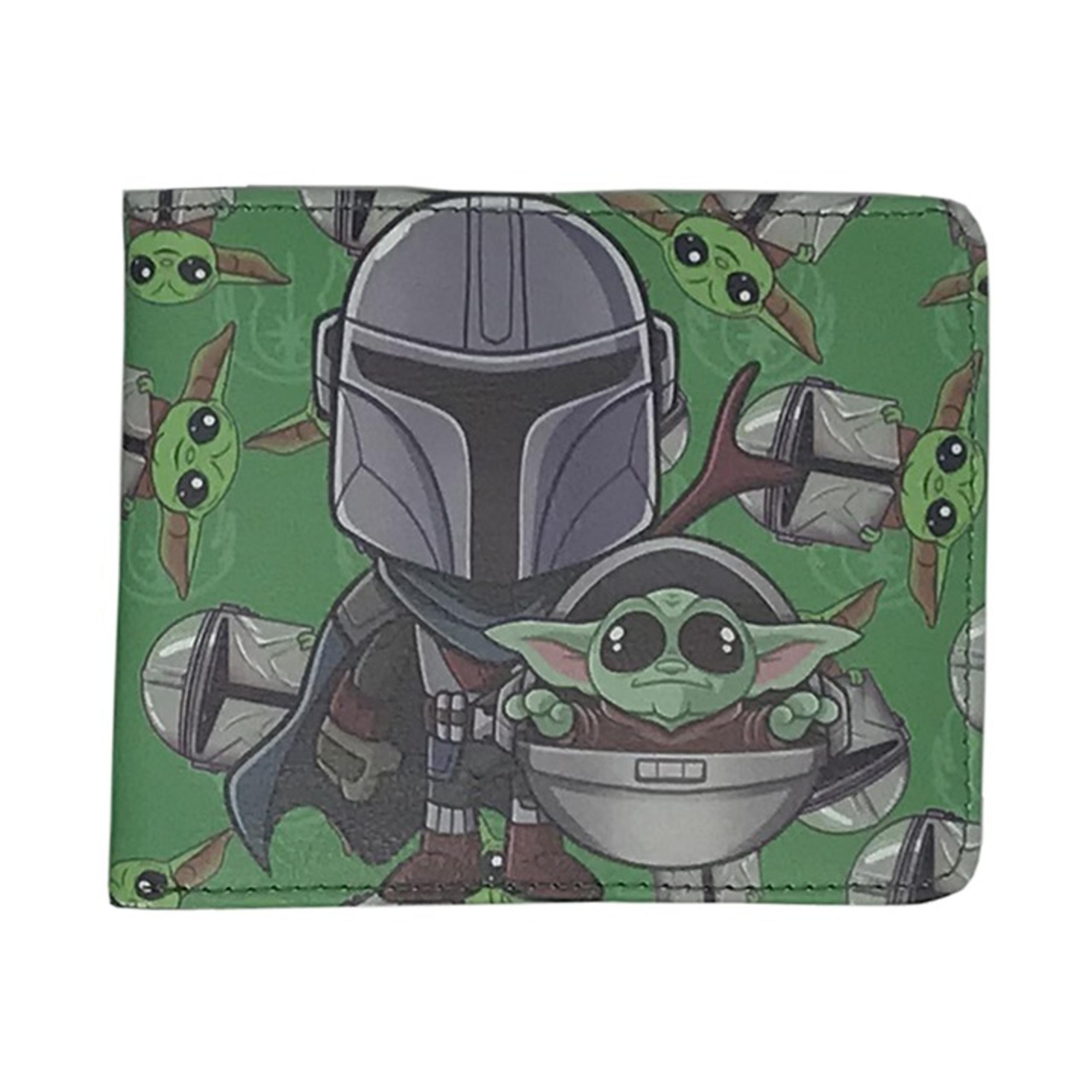 Star Wars Mandalorian and Baby Yoda/Grogu Green Men's Bifold Wallet WSW-MBY
