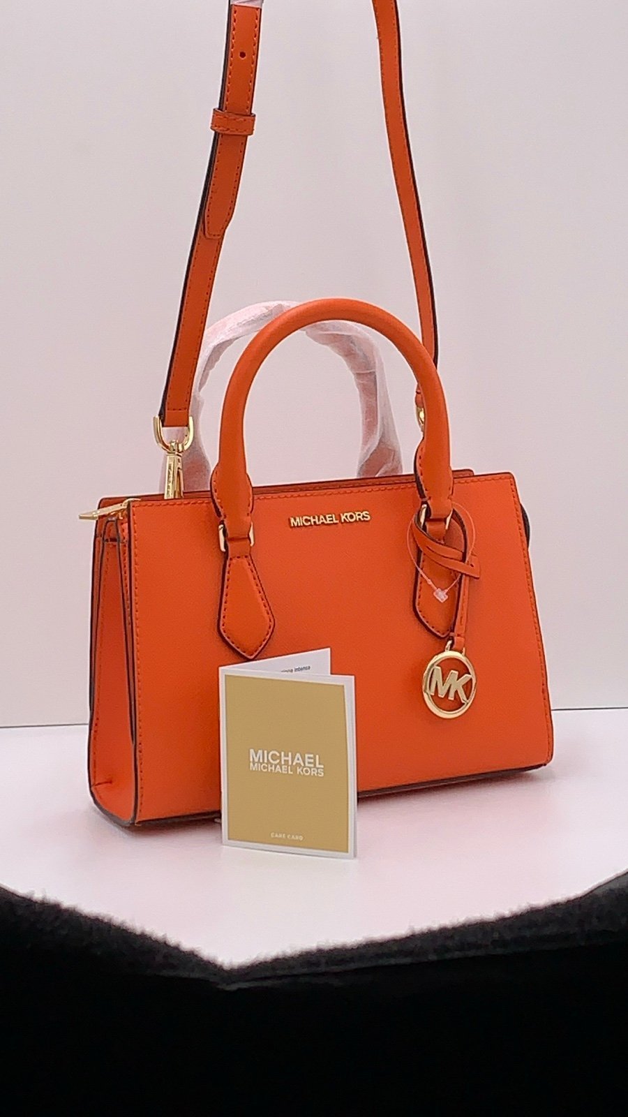 MICHAEL KORS Sheila Small Faux Saffiano Leather Satchel Poppy NWT