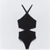 ZARA CUTOUT RIBBED BLACK SLEEVELESS BODYSUIT NEW LARGE