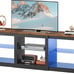 NEW Modern TV Stand with LED Lights for TVs up to 65 inch with Glass Shelves