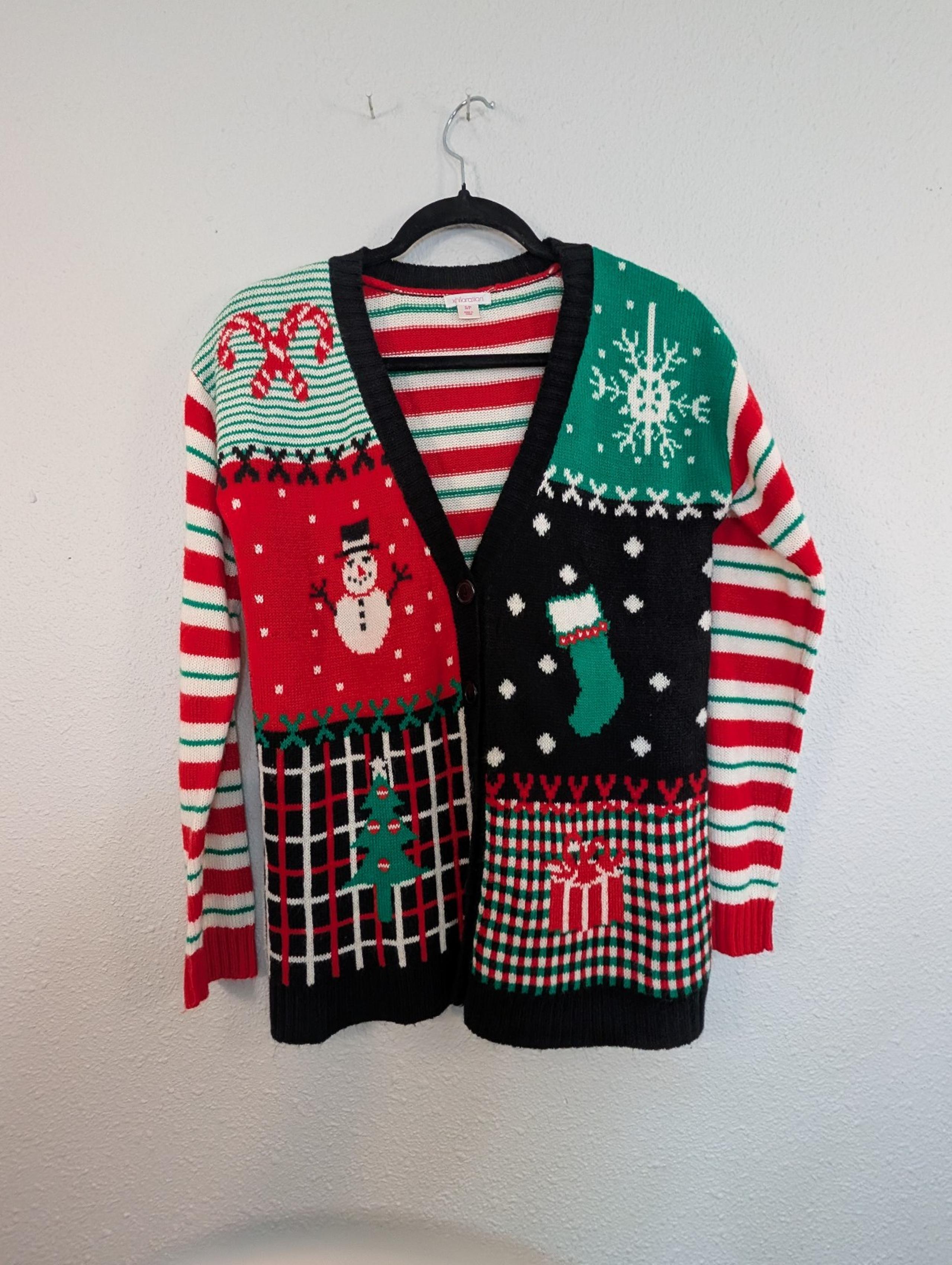 Xhiliration Small Holiday Christmas Cardigan Sweater