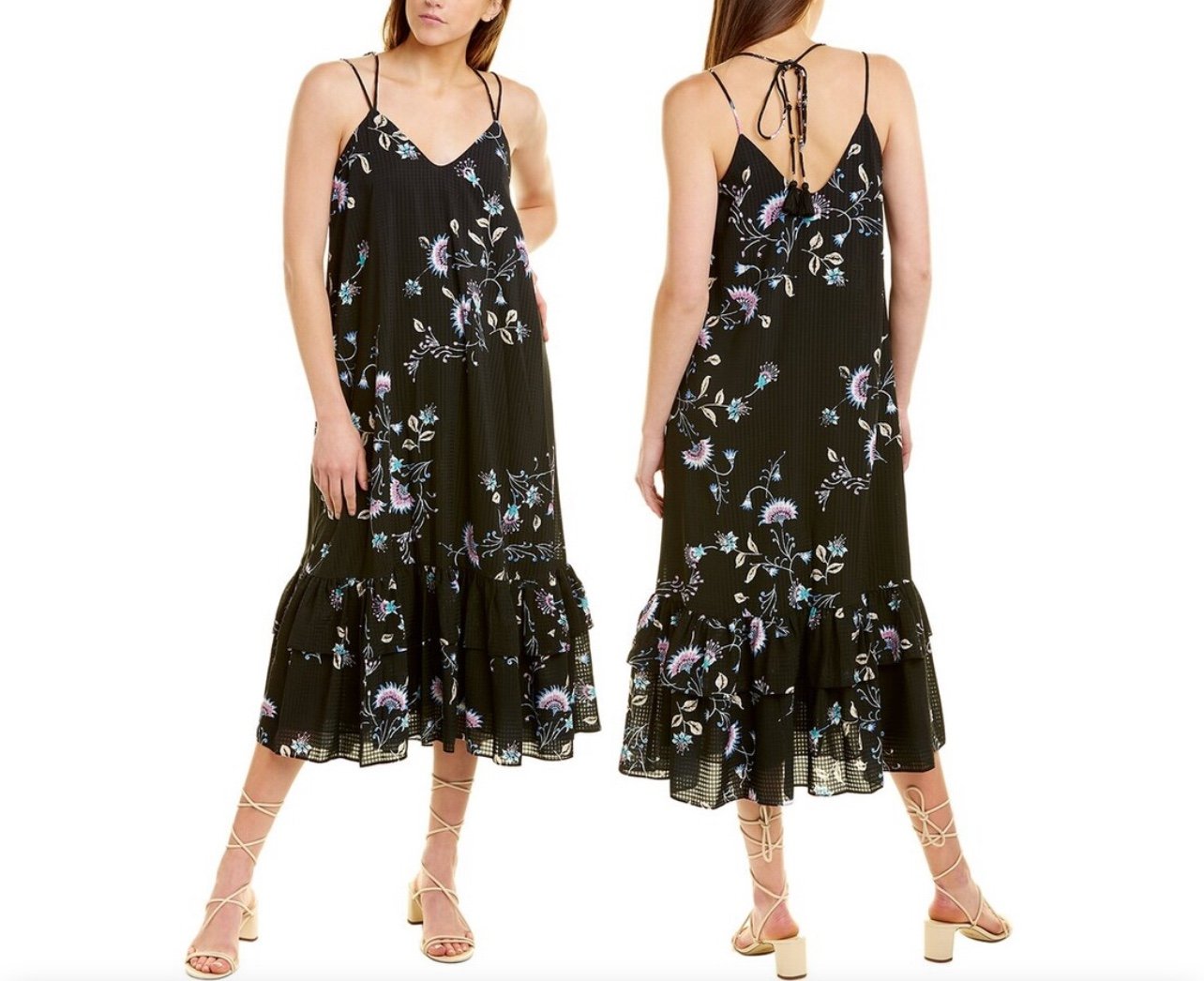 NWT REBECCA MINKOFF Trixie Midi Dress Black Multi U21657A03 Size SMALL