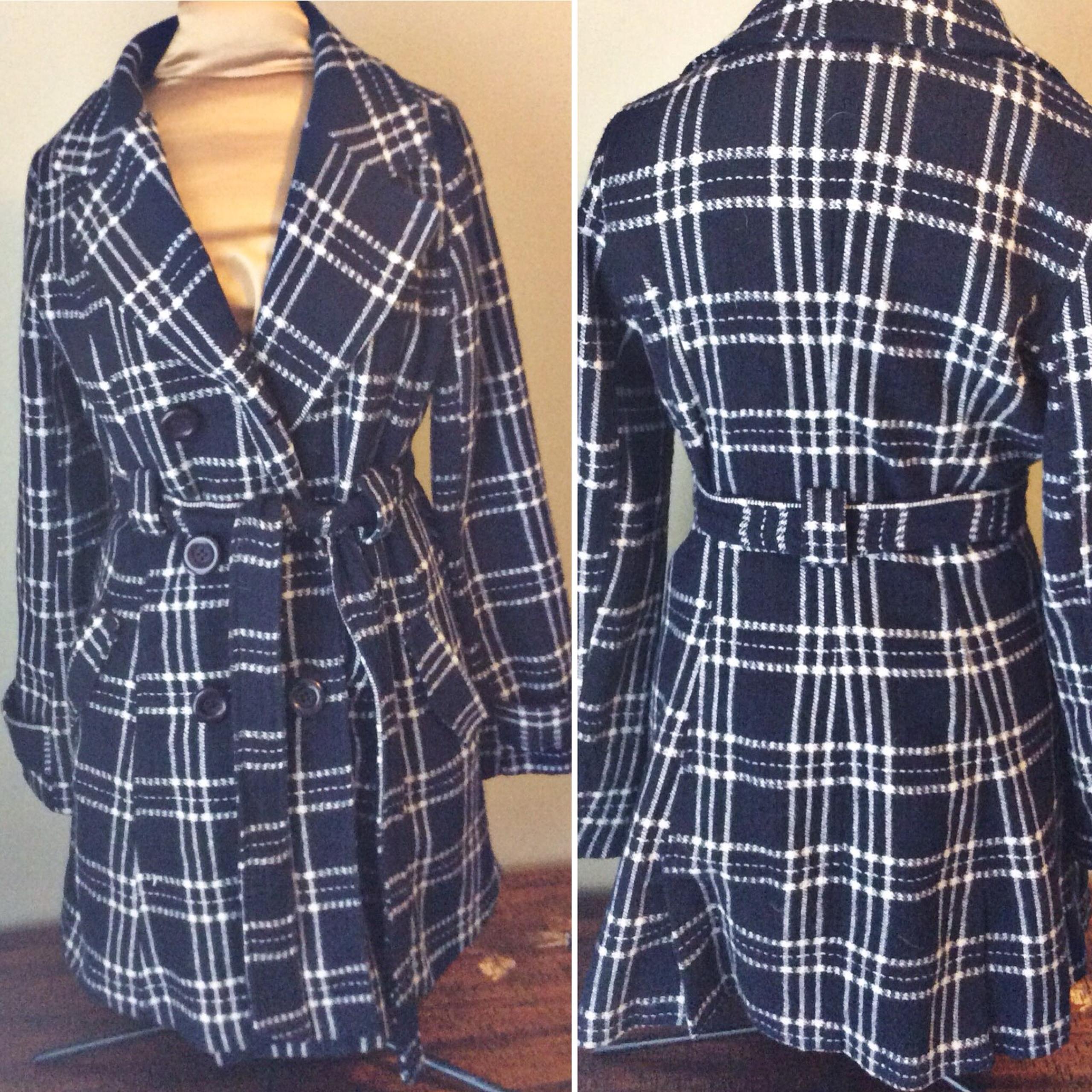 Lush Double Breast Tie Waist Woolen Coat