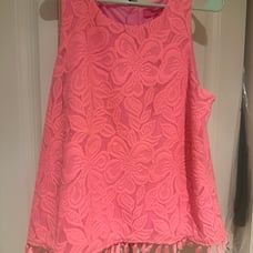 Lilly Pulitzer Pink Sleeveless Blouse with Tassels Size XL