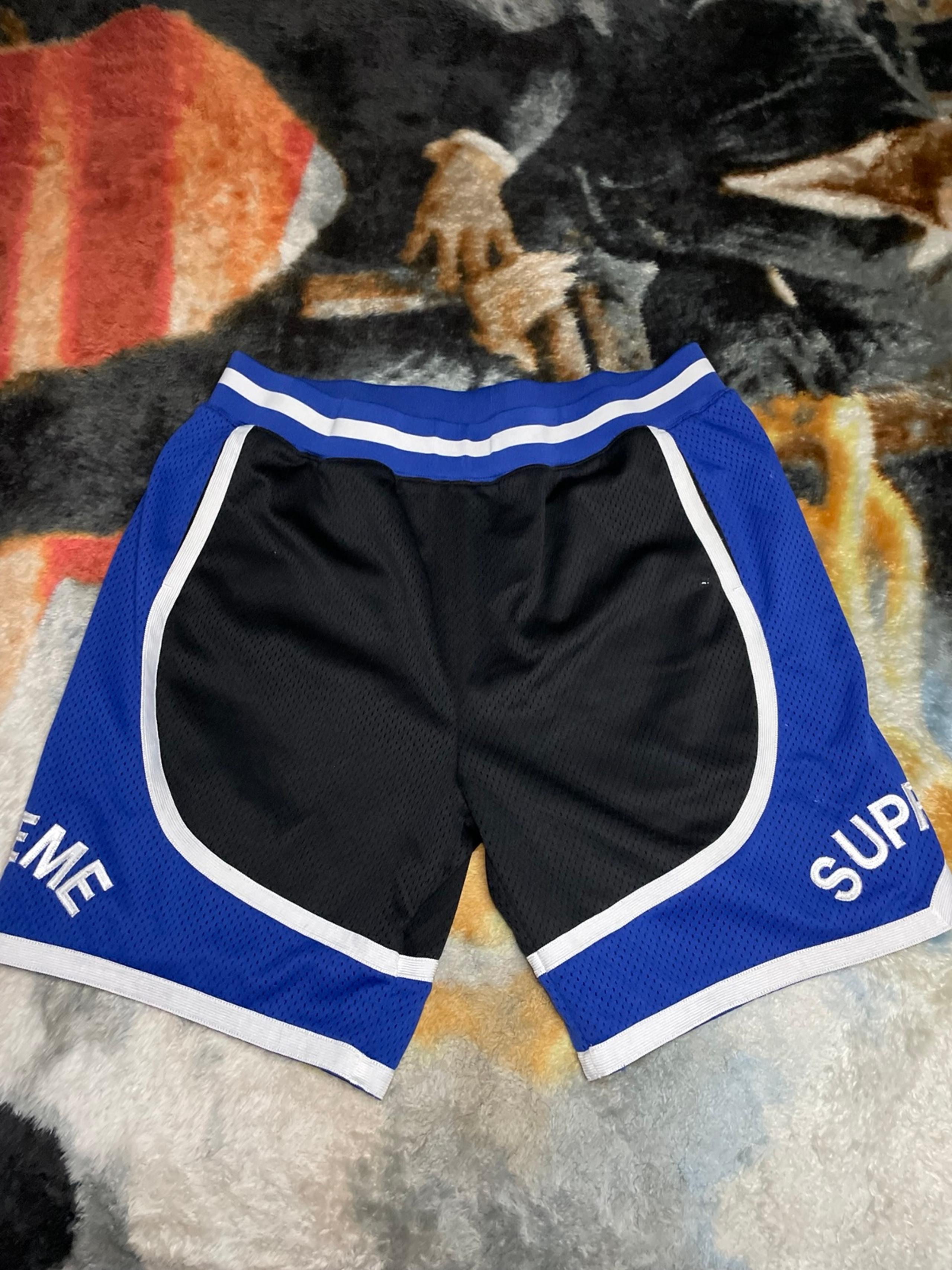 SUPREME SS17 CURVE BASKETBALL SHORTS SIZE LARGE MEN BLACK/BLUE/WHITE