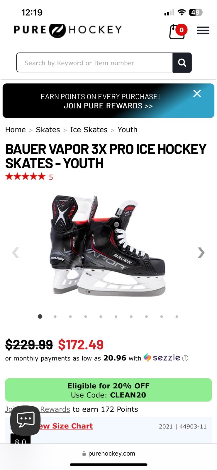 Bauer Vapor 3X Pro Ice Hockey Skates Youth