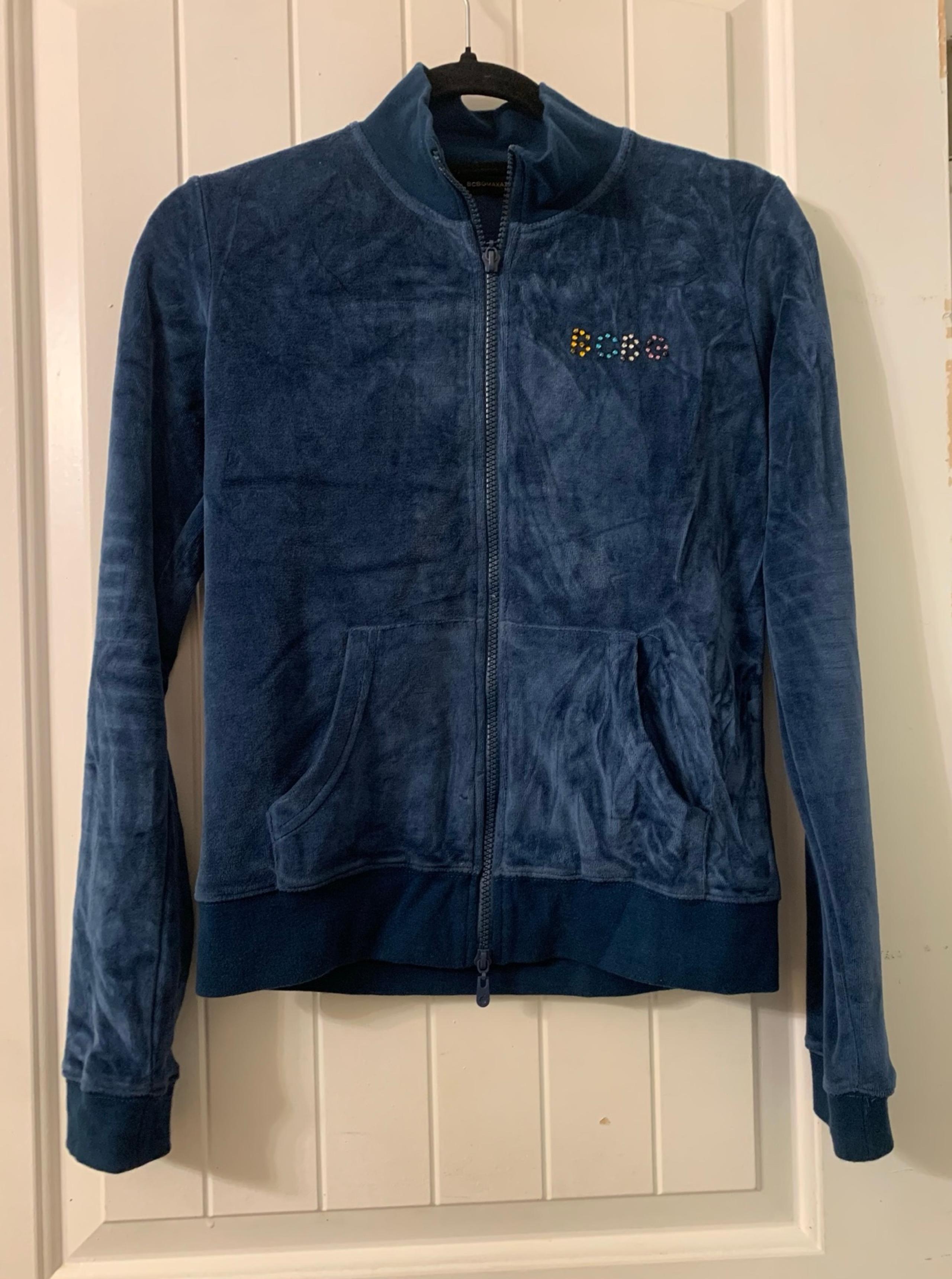 Bcbg velour zip up sweater
