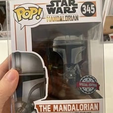Funko Pop Star Wars #345 The Mandalorian Chrome Amazon Exclusive Mint Beskar