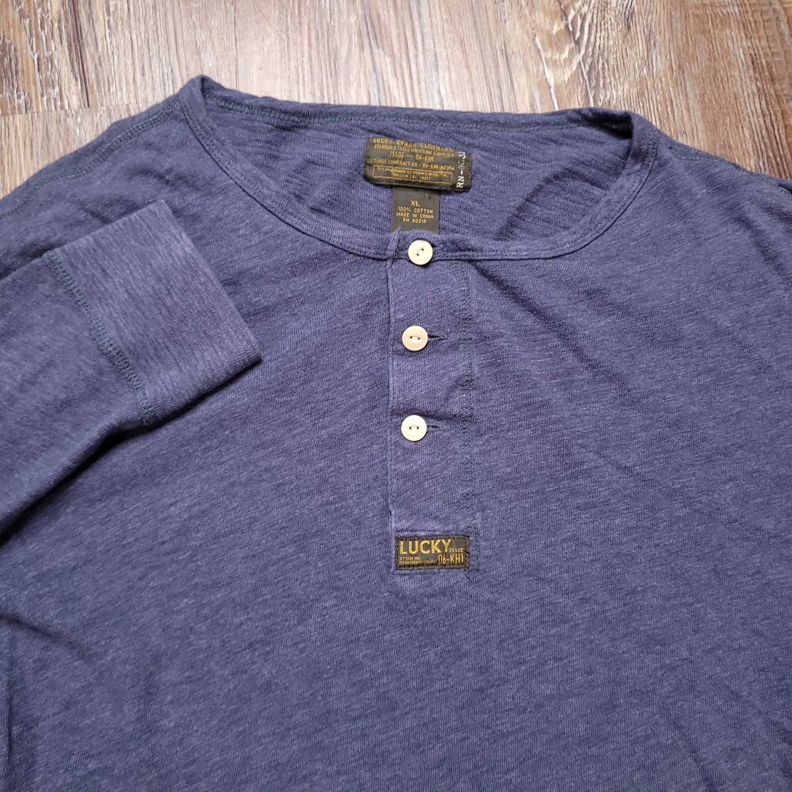 Lucky Brand Long Sleeve Henley Shirt Preppy Warm Stretch 100% Cotton XL