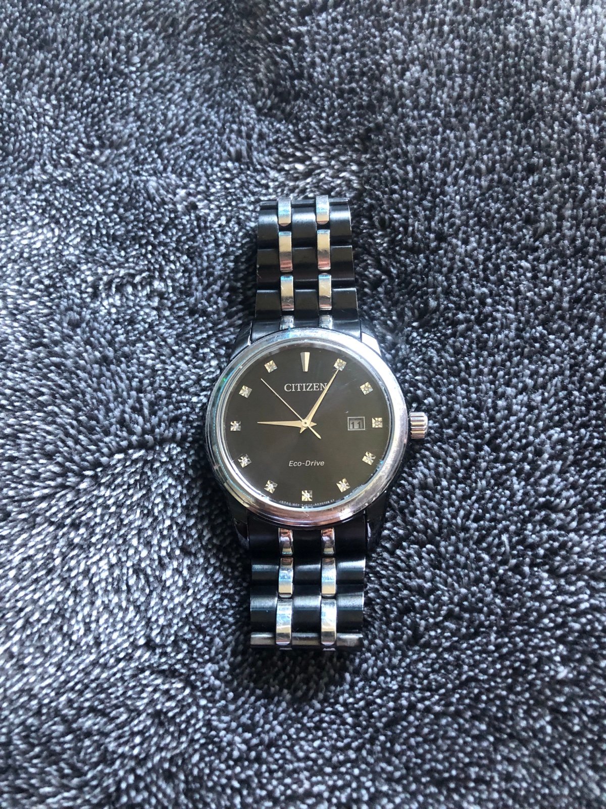 Beautiful Black and Silver Citizen Eco-Drive Diamond Men’s Watch