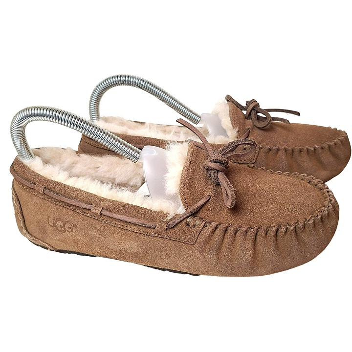 UGG Dakota Wmns Sz 5 Slip On Casual Moccasin Slippers Chestnut Brown Suede Wool