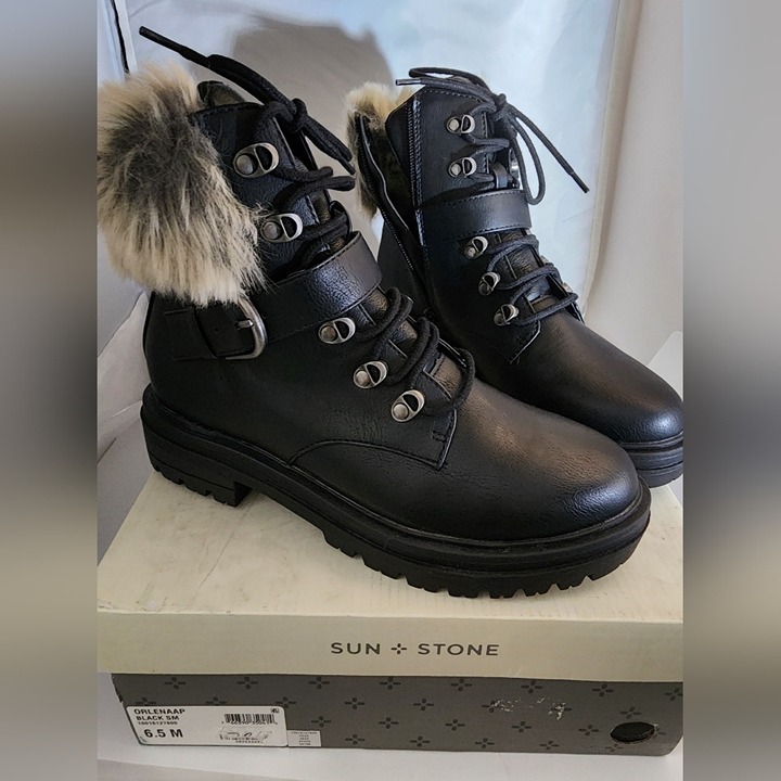 SUN + STONE Orlenaa Cold-Weather Booties SIZE 6.5 M Black New in Box!