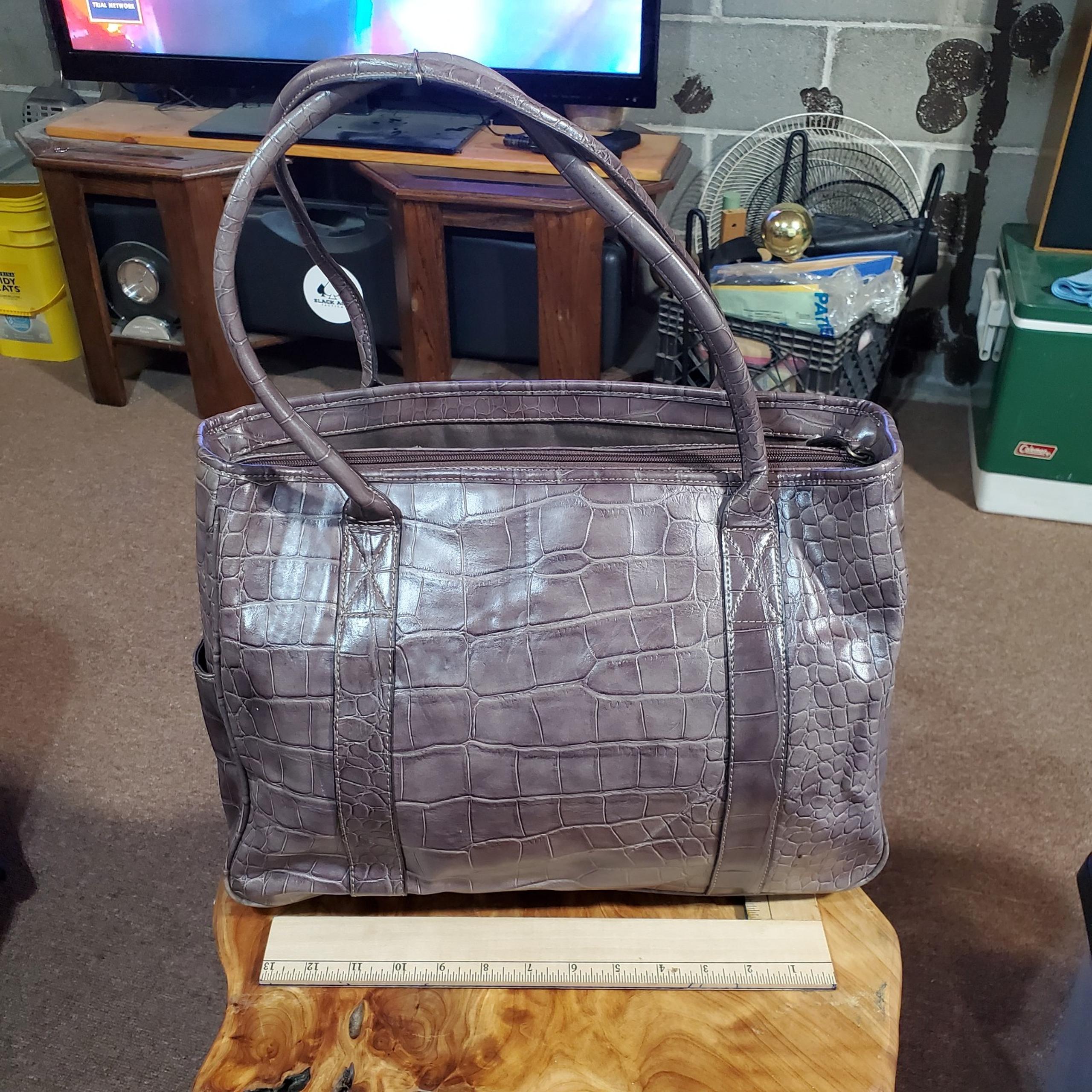 Kim Roger's Large Brown Reptile Leather Looking Tote Shoulder Bag Handbag Purse