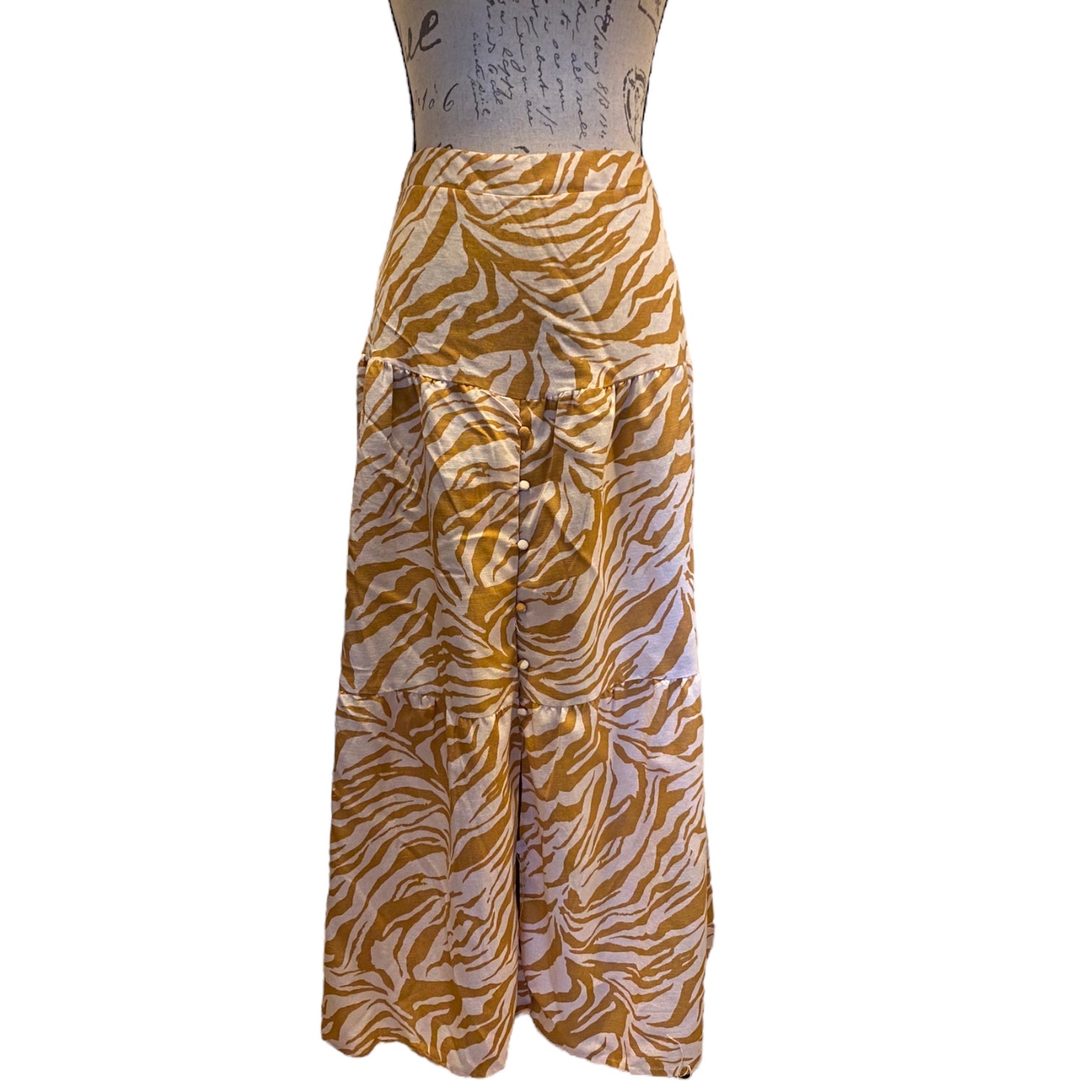 Midnight Sky Animal Print Linen Blend Long Skirt X-Large NEW