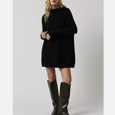 Free People Black Ottoman Slouchy Ribbed Tunic Sweater Sz XS