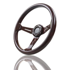 NEW JDM UNIVERSAL 350MM DARK WOOD STYLE Acrylic Deep Dish 6 Holes Steering Wheel