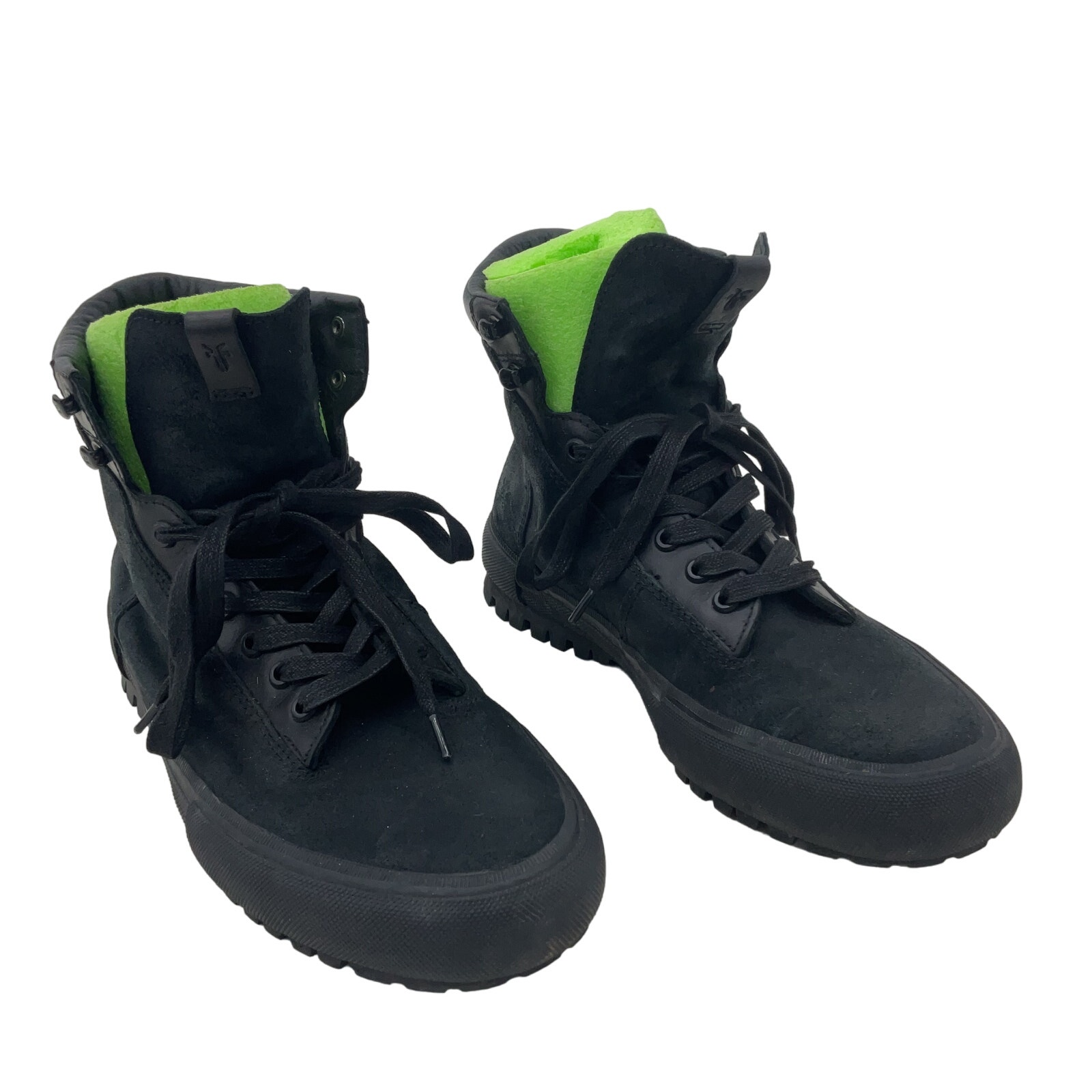 Frye Men's Black Leather Combat Boots - Size 9 Preowned