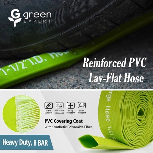 NEW* 25ft Green Expert 1-1/2 ID PVC Lay Flat Hose Sump Pump / Pool Discharge