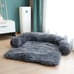 POOCH-LABS Dark Gray Washable Plush Dog Bed Sofa (90x80x20cm)